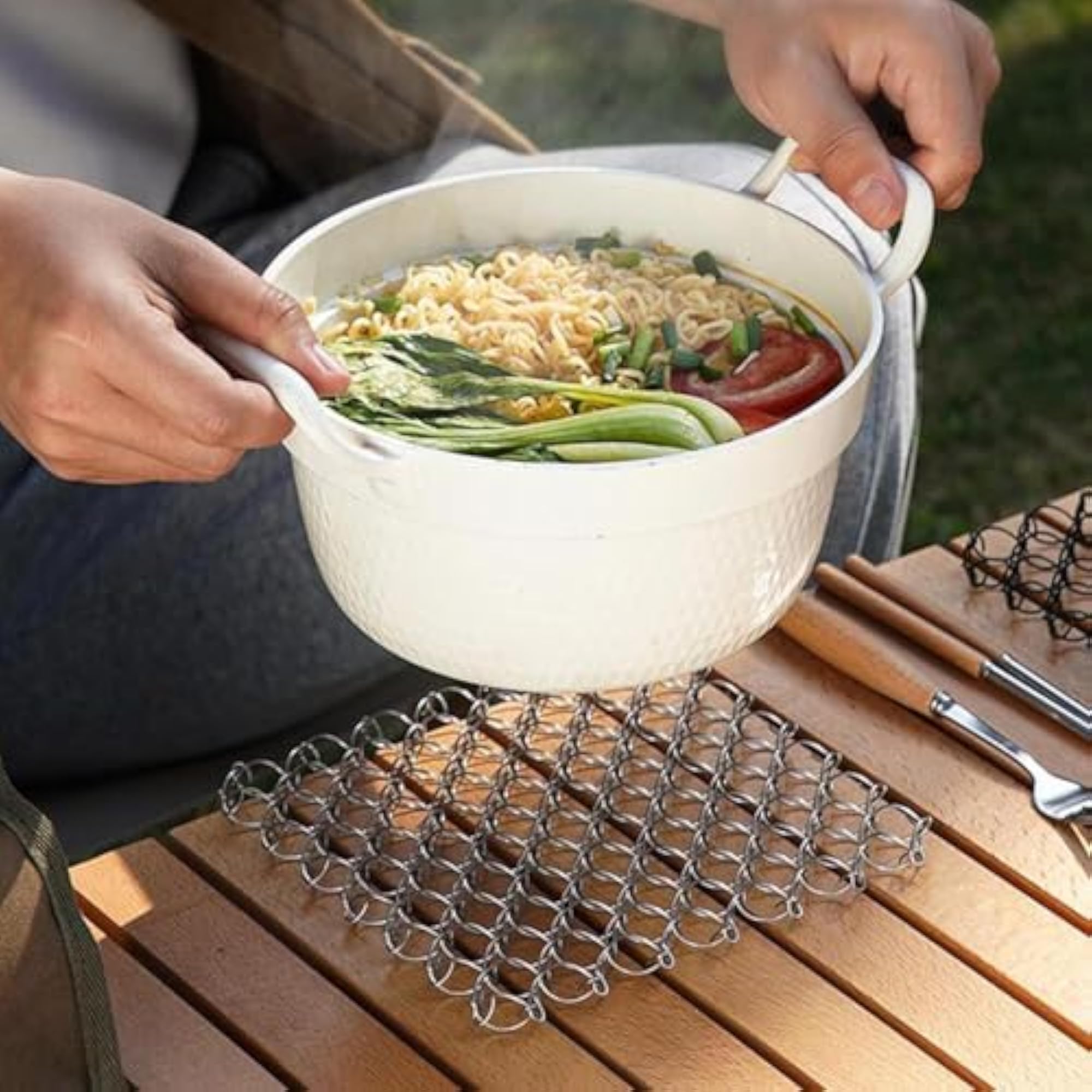 Spring Net Coaster, Stainless Steel Pot Mat for Dining